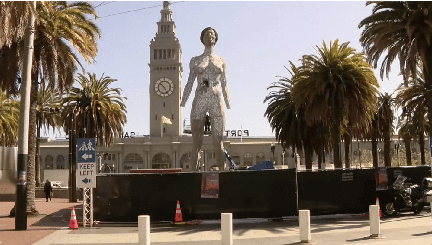 San Francisco unveils massive 45 foot sculpture of a n**e woman sparking reaction from the public